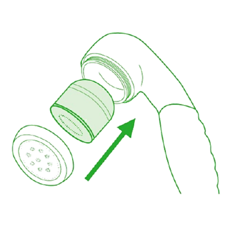 新しいカートリッジをセットして散水板を取り付ける